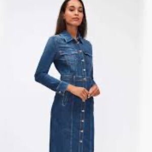 7 For All Mankind Blue Denim Jean Jacket Coat Dress 100% cotton Size Medium